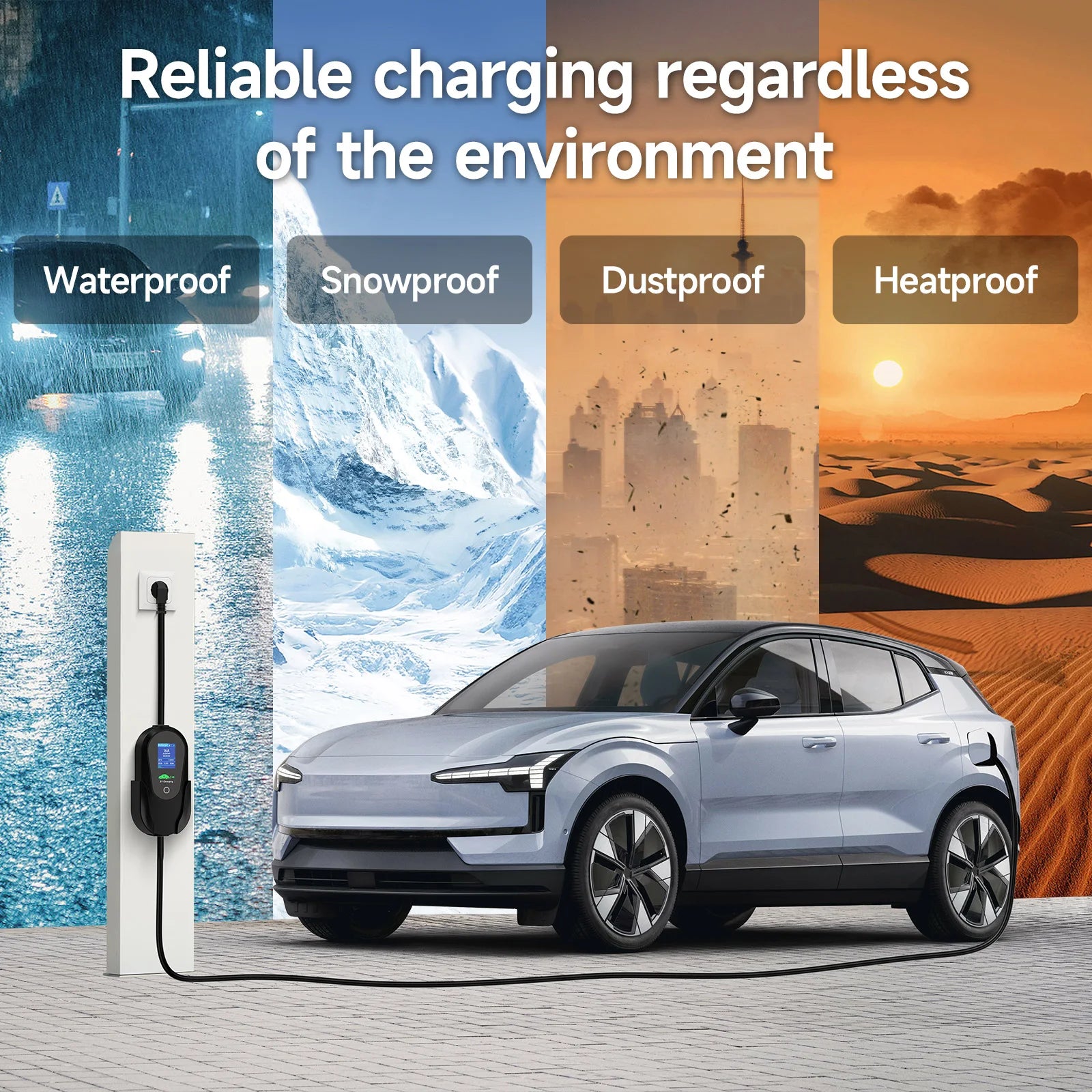 AFEEV Portable EV Charger 3.6KW | Type 1 & Type 2 | WiFi App Control | Level 2 Fast Charging Cable