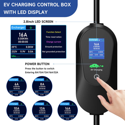 AFEEV Portable EV Charger 3.6KW | Type 1 & Type 2 | WiFi App Control | Level 2 Fast Charging Cable