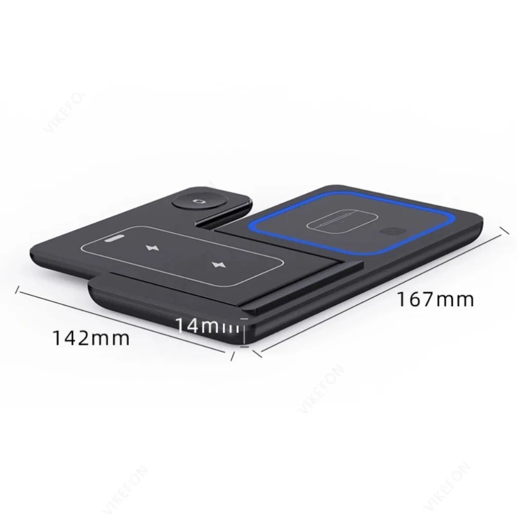 3-in-1 Wireless Charging Station — 15W Fast Charger for iPhone 17/16/15/14/13/12, Apple Watch & AirPods