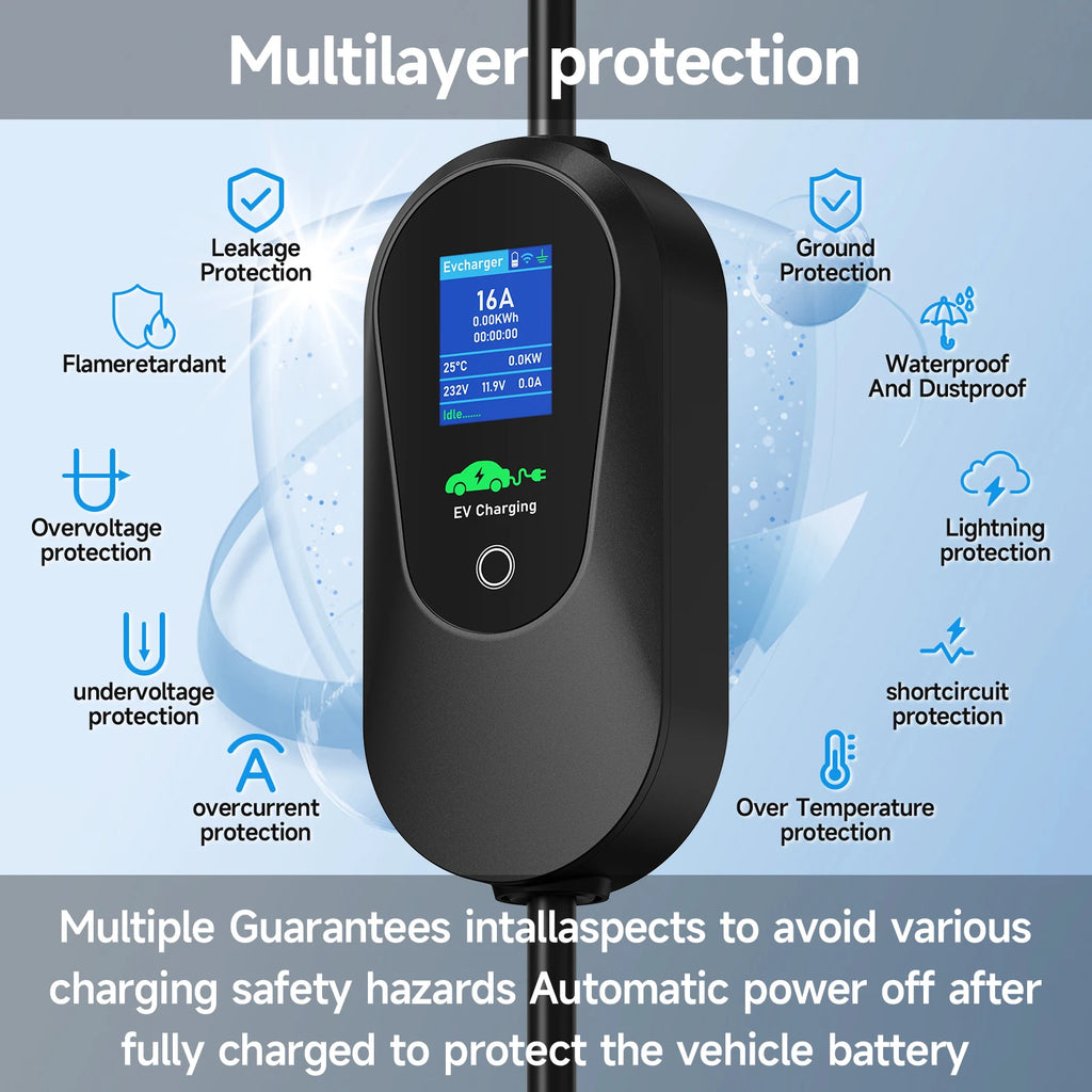 AFEEV Portable EV Charger 3.6KW | Type 1 & Type 2 | WiFi App Control | Level 2 Fast Charging Cable