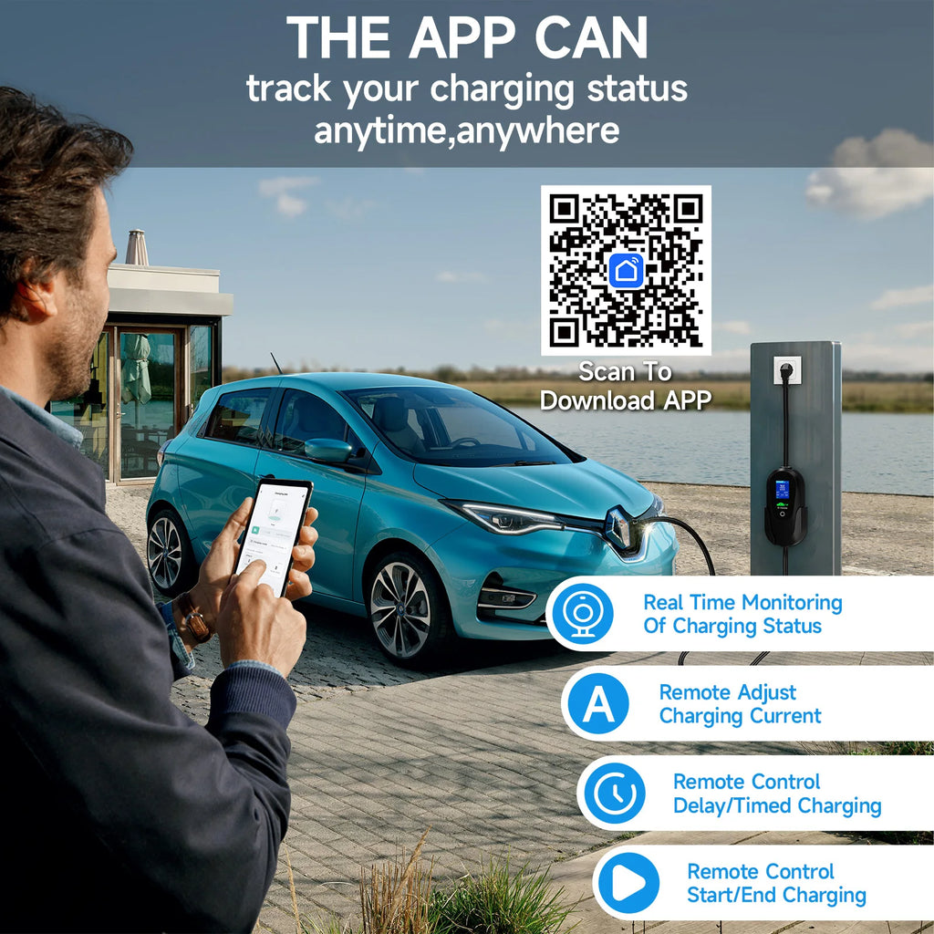 AFEEV Portable EV Charger 3.6KW | Type 1 & Type 2 | WiFi App Control | Level 2 Fast Charging Cable
